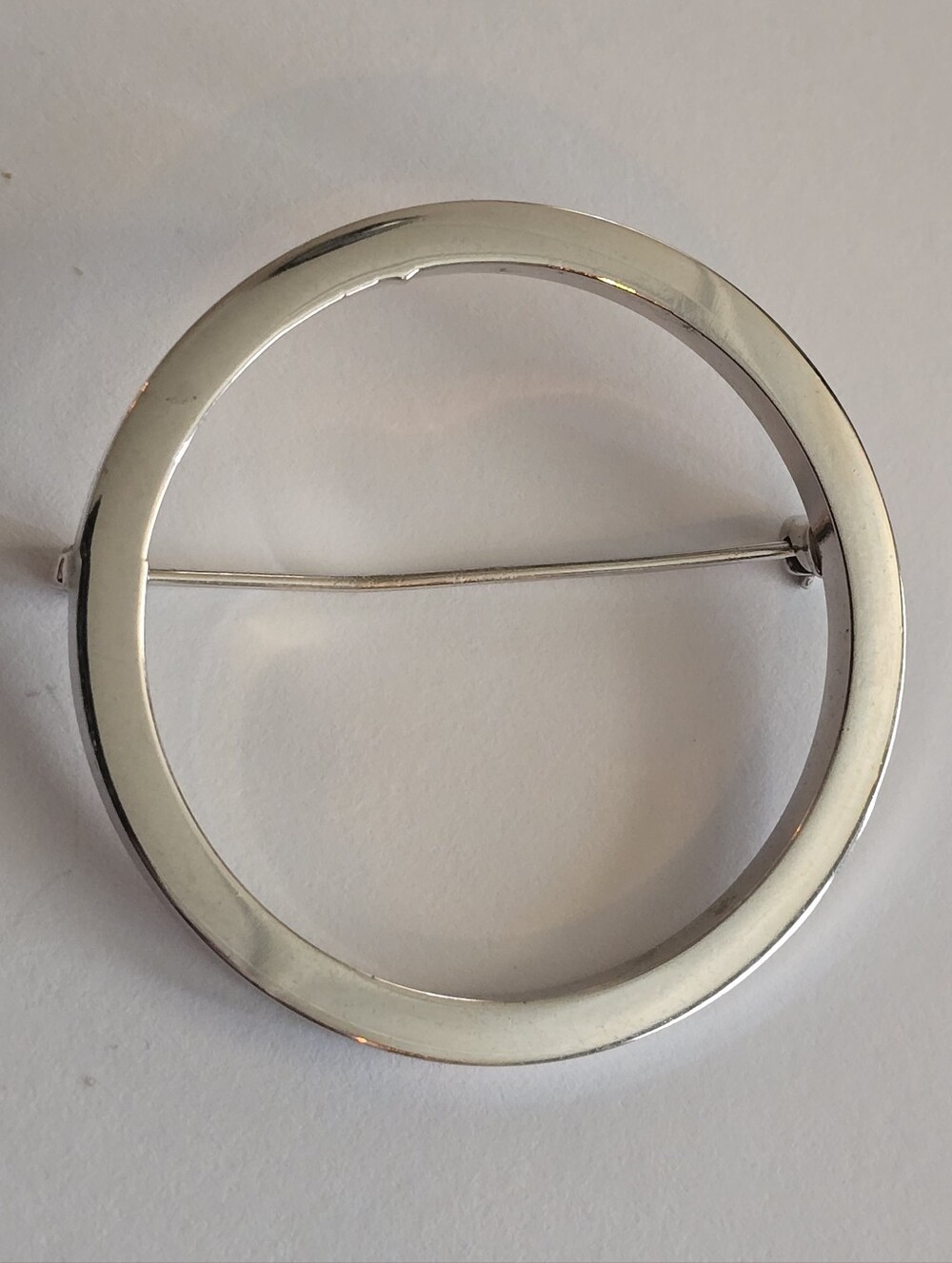Vintage brooch Marino open circle brooch pin silver tone jewelry minimalist